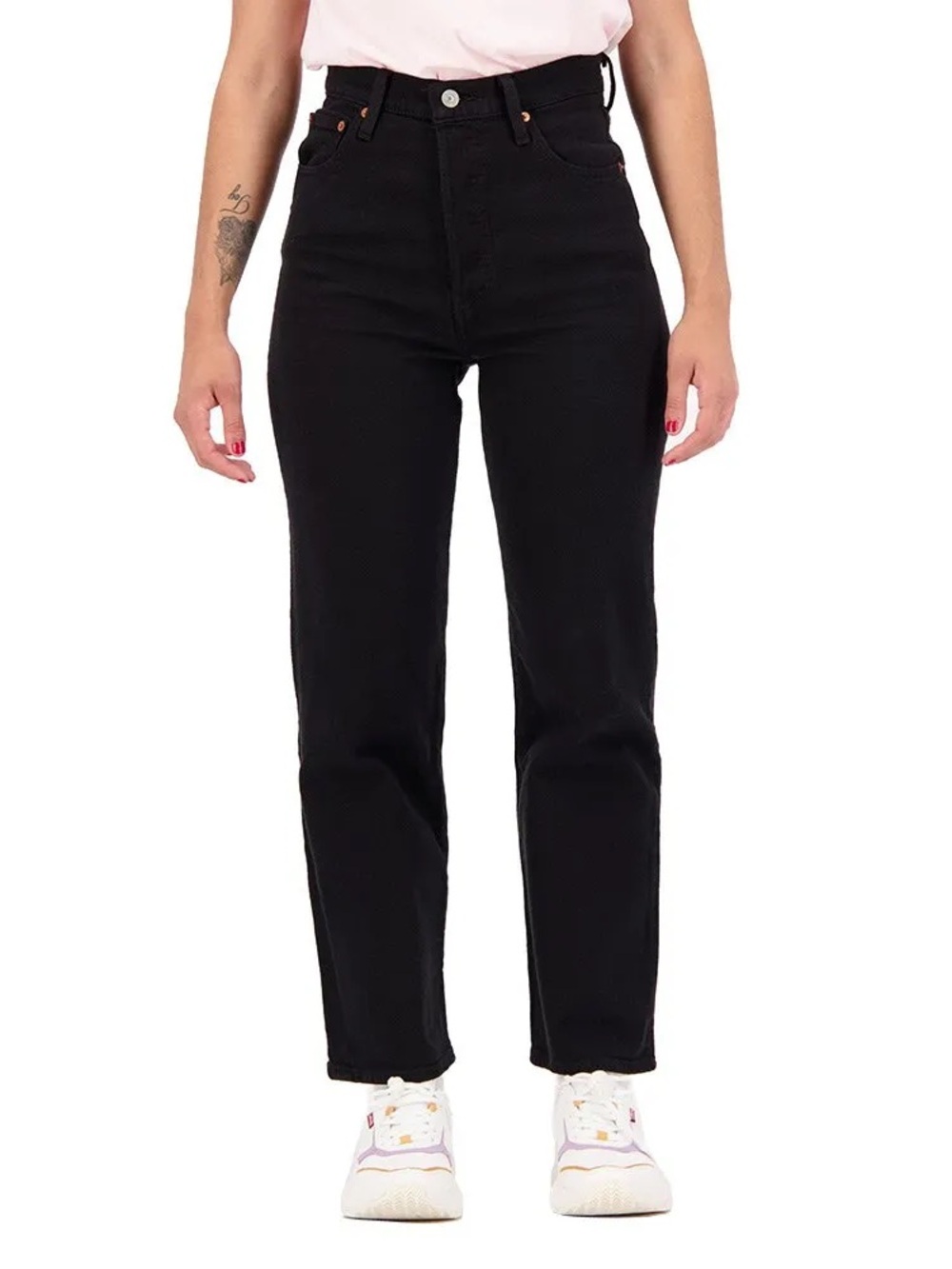 Levi’s Ribcage Straight Ankle Jeans 31 Black Ultra High Rise Button Fly Stretch